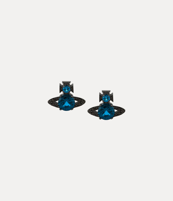 Vivienne Westwood Ismene Earrings in ruthenium/blue,black cz